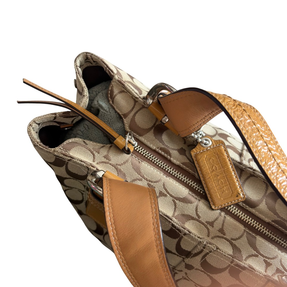 Coach Soho Signature Tote Bag Khaki Brown Canvas Leather F13117 - Picture 5 of 7